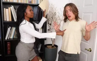 Mocha Menage - Boss lady Mocha calls in her employee to lick and stick her wet pussy